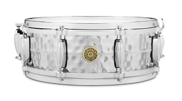 GRETSCH USA Custom Caisse Claire 14"x 5" USA - G4160Hb - Laiton - Hammered Chrome Over Bra