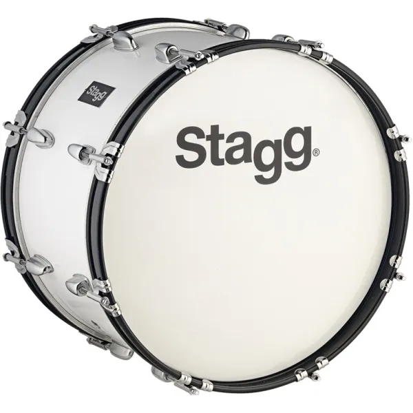 Grosse Caisse Stagg 26 X 10" Marching - Tilleul - White + Sangle/Batte