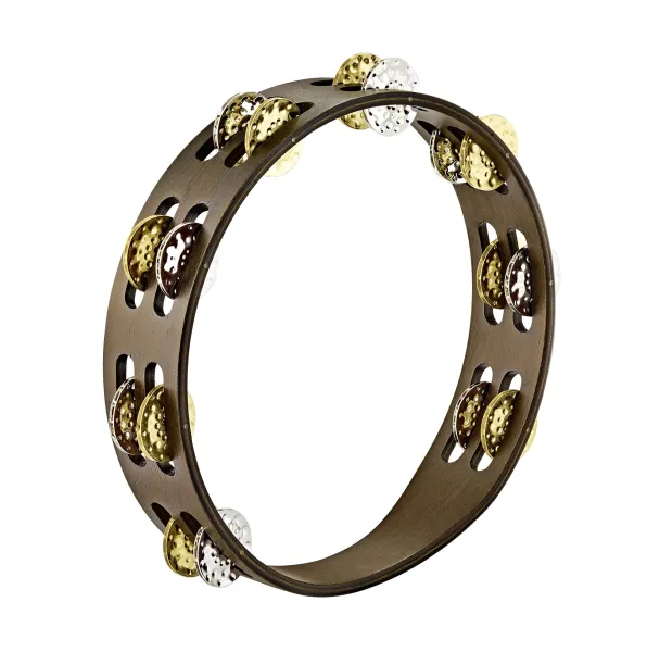 Tambourin Meinl 10" Bois - 2 Rangs Nickel/Laiton Marteles - Walnut Br