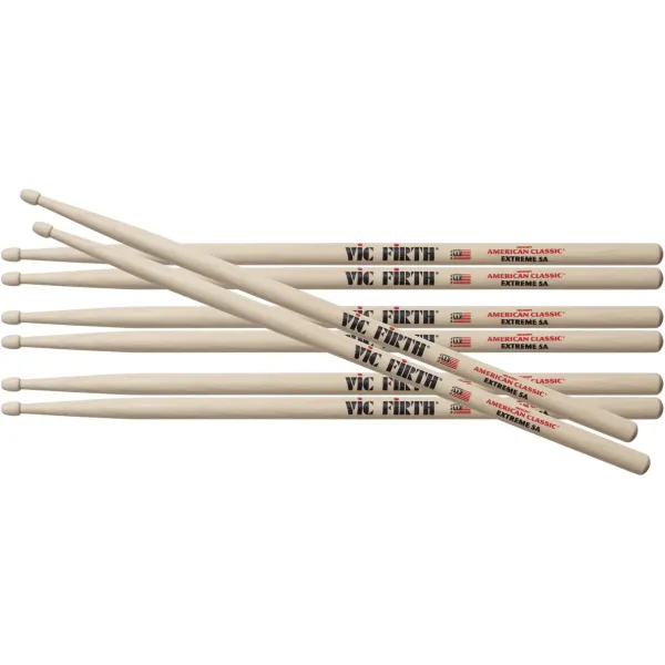 VIC FIRTH Pack Baguettes Extreme 5A 3 Paires & 1 Paire Extreme 5A Offerte