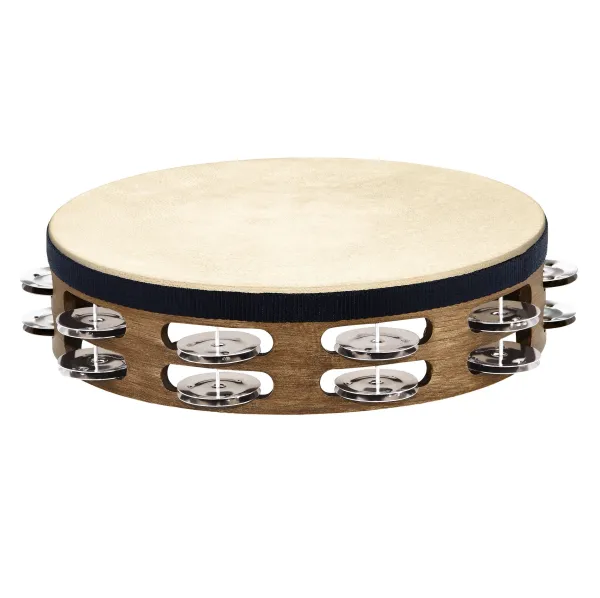 Tambourin Meinl Bois - Peau De Chevre - 2 Rangs - Acier - Walnut Brow
