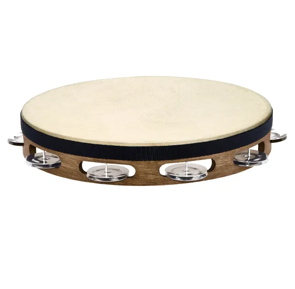 Tambourin Meinl Bois - Peau De Chevre - 1 Rang - Acier - Walnut Brown