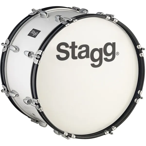 Grosse Caisse Stagg 20 X 12" Marching - Tilleul - White + Sangle/Batte