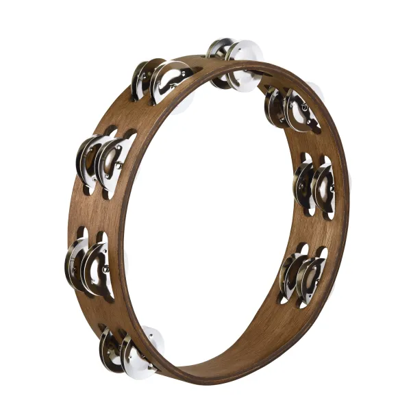 Tambourin Meinl 10" Bois - 2 Rangs - Acier - Walnut Brown