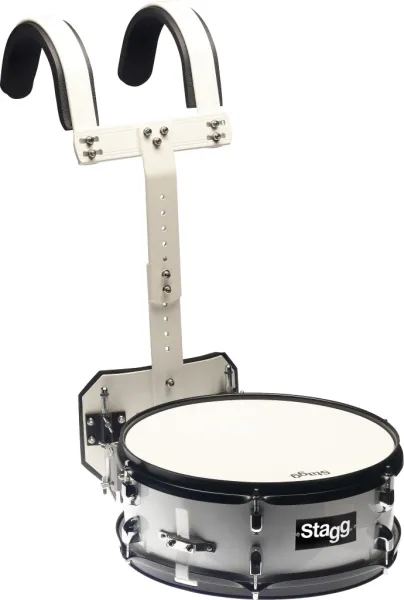 Caisse Claire Stagg 14 X 5.5" Marching - Tilleul - White + Harnais
