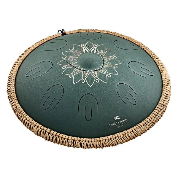 MEINL SONIC ENERGY OSTD4DGE Octave Tongue Drum Steel F# Minor Dark Green Engraved floral design