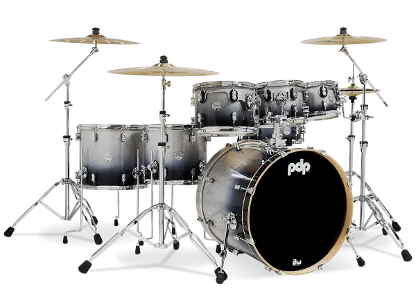 PDP Concept Maple Batterie 22"/7pcs Silver/Black Fade Lacquer