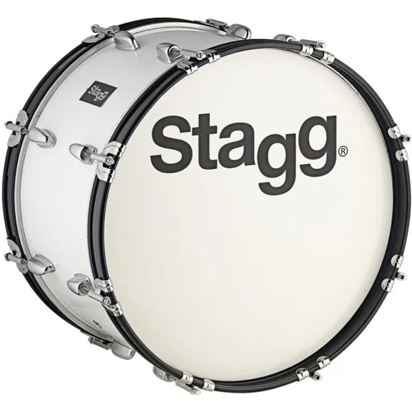Grosse Caisse Stagg 18 X 10" Marching - Tilleul - White + Sangle/Batte