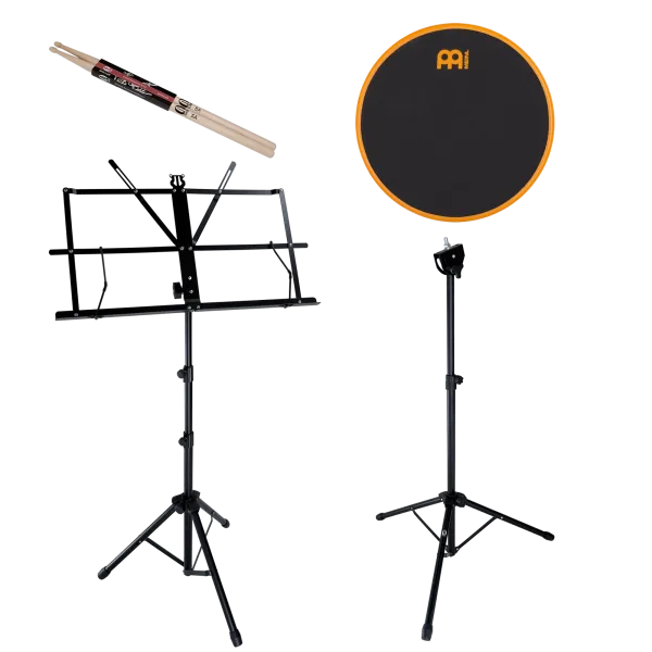 Produit Pack Practice Pad Meinl 06" Marshmallow Orange + Stand + Pupitre + Baguettes 5A Image
