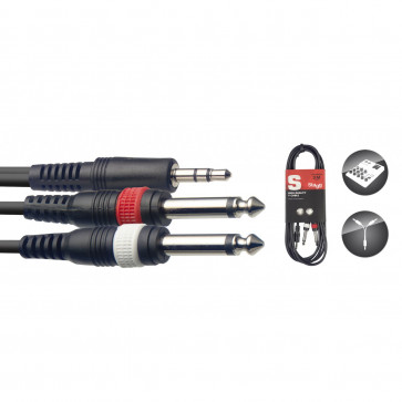 STAGG SYC3/MPSB2PE CABLE JACK Y - STEREO 3,5 / MONO 6,35 (3m)