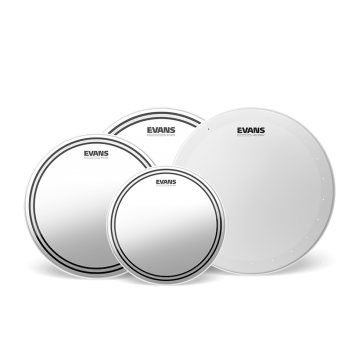 EVANS Pack de Peaux EC2S Transparentes 10/12/14 + Peau Caisse Claire HD Dry 14