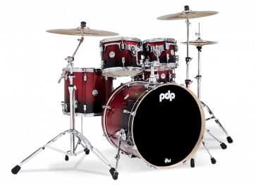 DW PDP Concept Maple 22"/5pcs Red to Black Sparkle Fade