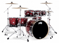DW PDP Concept Maple 22"/7pcs Red to Black Sparkle Fade