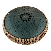MEINL SONIC ENERGY MOSTD4DG Tongue Drum Medium Octave Steel 10" - F# Minor, 8 Notes, 432Hz, Dark Green