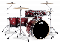 DW PDP Concept Maple 22"/7pcs Red to Black Sparkle Fade