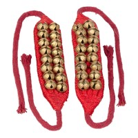 AFROTON AS739 Paire Bracelets Grelots en Velours - Double Rangées