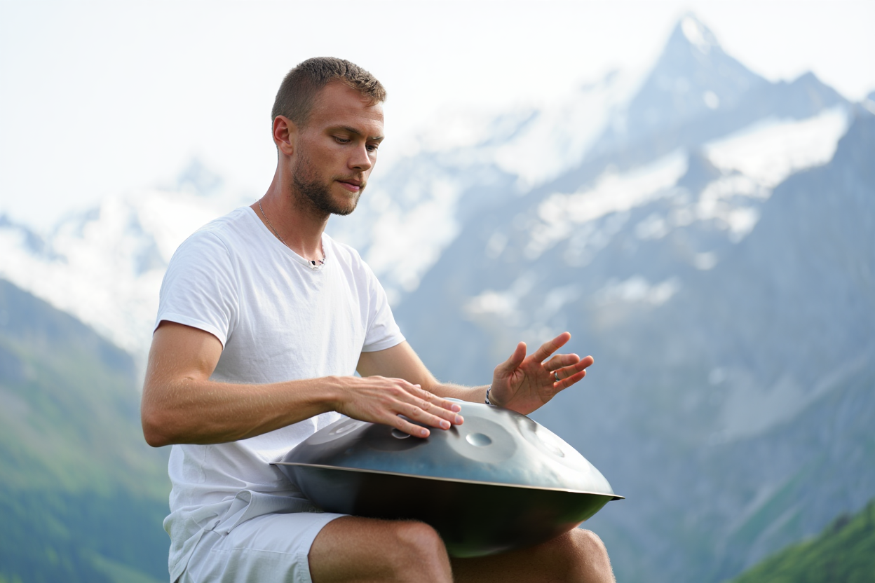 Photo d’un joueur de handpan en Suisse 